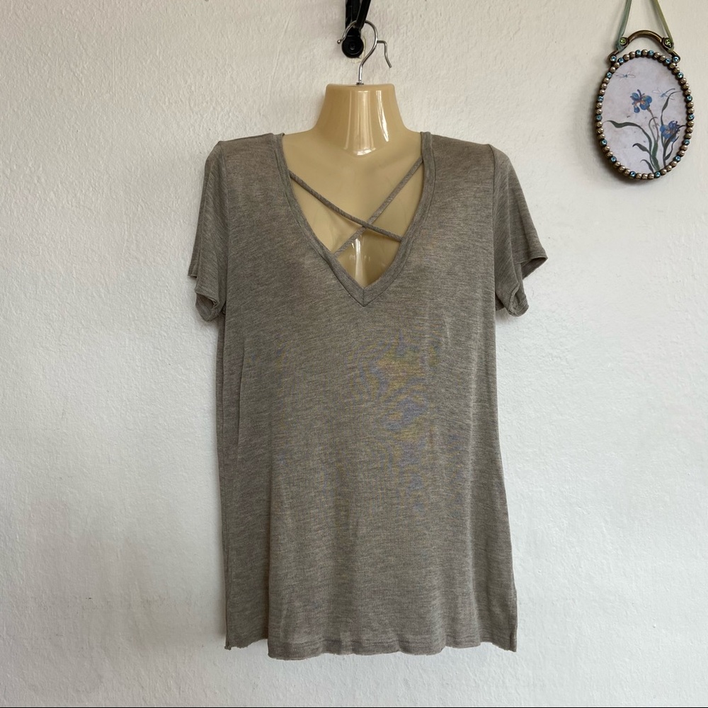 Emory Park Criss Cross V Neck Top